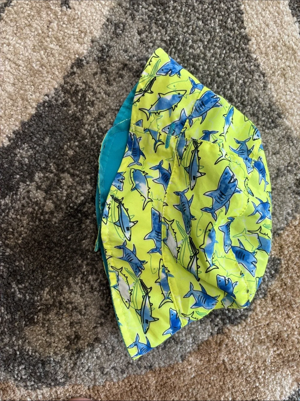 Kids Reversible Shark Sun Hat - Lemon/Blue